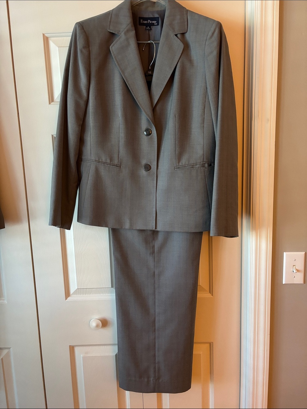 Evan Picone Gray Pinstriped Women's Two-Piece Suit